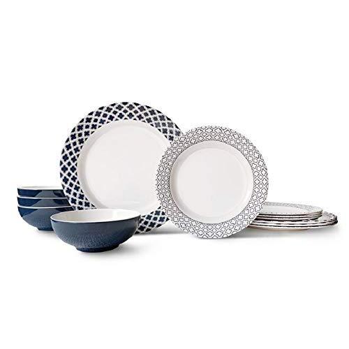 Bowla 12-Piece Melamine Dinnerware Set - Service for 4 (Bluegrass)