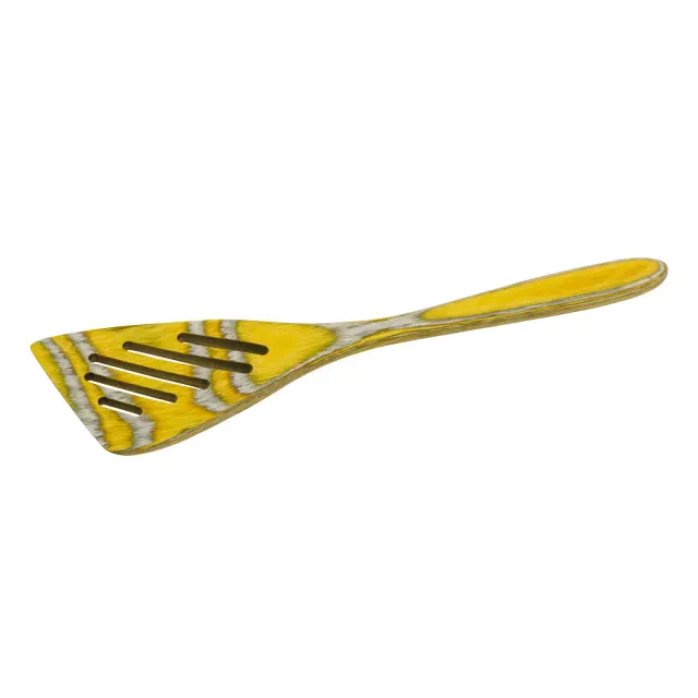 Island Bamboo 8-Inch Pakkawood Mini Slotted Spatula, Lemon
