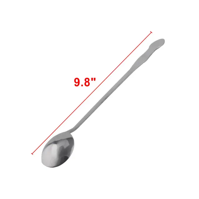 Unique Bargains Stainless Steel Straight Long Handle Tea Latte Coffee Ice Cream Spoons 9.8" x 1.2" Silver Tone 4 Pcs