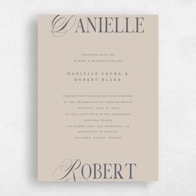 Canvas Tan, Brown Wedding Invitation - Nevis Classic
