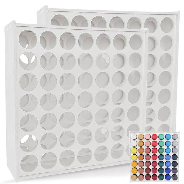 Anmboor 2pack Acrylic Paint Organizer 49 Holes Craft Paint Storage for Apple Barrel, Folkart 2oz Craft Paints