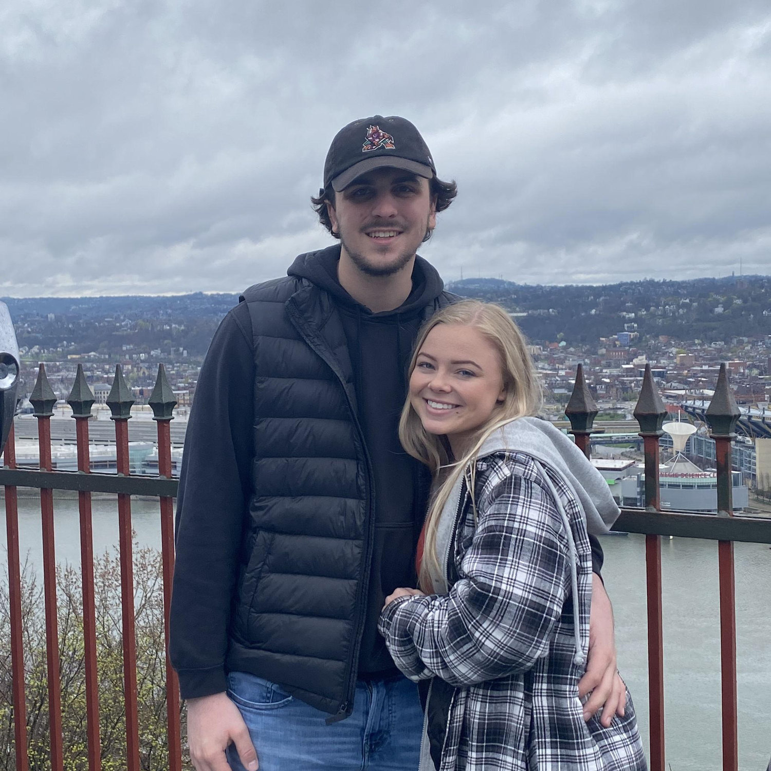 First photo at the top of the Duquesne Incline, where he proposed!