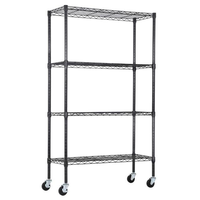 PayLessHere Wire Shelving Unit Heavy Duty Storage Rack Metal Shelf Garage Organizer Wire Rack with Casters (Black, 36" D x 14" W x 62" H)
