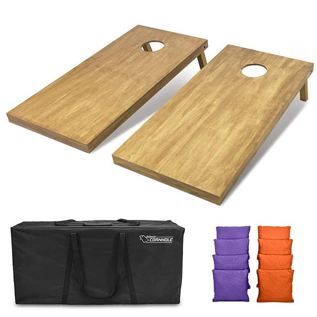 GoSports 4feet x 2feet Regulation Size Wooden Cornhole Boards Set - Includes Carrying Case and Over 100 Optional Bean Bag Colors