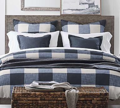Bryce Buffalo Check Cotton Shams - Navy