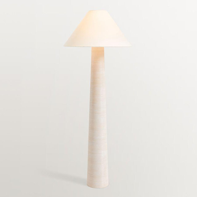 Harbor Rattan 58" Floor Lamp, White Wash