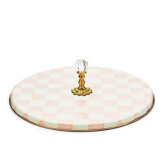MACKENZIE-CHILDS Cheese Course, Cute Cheese Board and Serving Board for Charcuterie, Pink-and-White Rosy Check