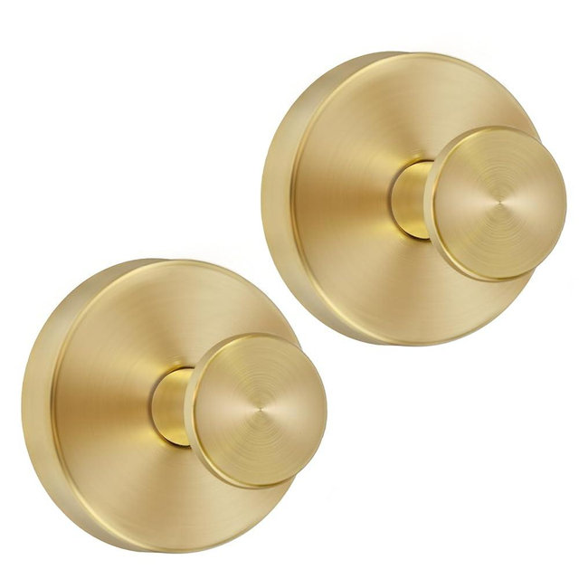 Gold Suction Cup Hooks for Shower Heavy Duty Wreath Hangers for Front Door Waterproof Shower Hooks for Inside, No Drill Towel Hooks for Bathroom Kitchen, Glass Doors, Windows(2, Brushed Gold)