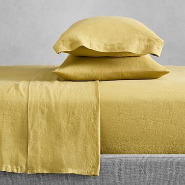 European Flax Linen Sheet Set, Queen, Dijon