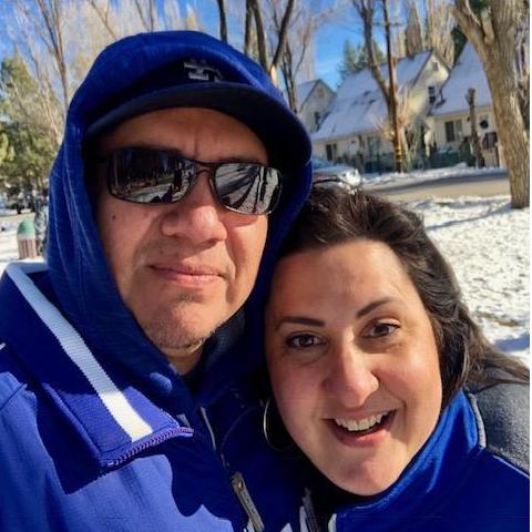 Brrrr.  Trying to stay warm in the snow in Big Bear.