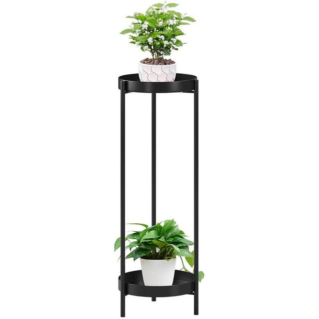 Philodwell Metal Black Tall Plant Stand Indoor or Outdoor - 30 inch 2 Tier Modern Corner Planter Shelf Rack with 2 Removable Display Shelves(10 inch) for Bedroom Living Room Balcony