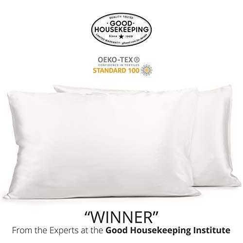 Fishers Finery 25mm 100% Pure Mulberry Silk Pillowcase Set Good Housekeeping Winner (White, Queen 2 Pack)