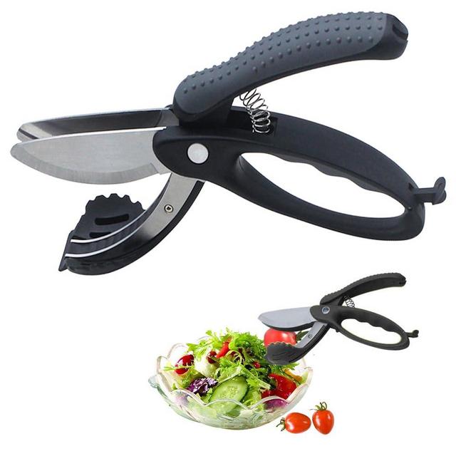 Salad Scissors, Salad Chopper with Double Blades, Lettuce Chopper, Lettuce Scissors for Chopped Salad, Chopped Salad Chopper Tool for Tossing and Chopping in Salad Bowl
