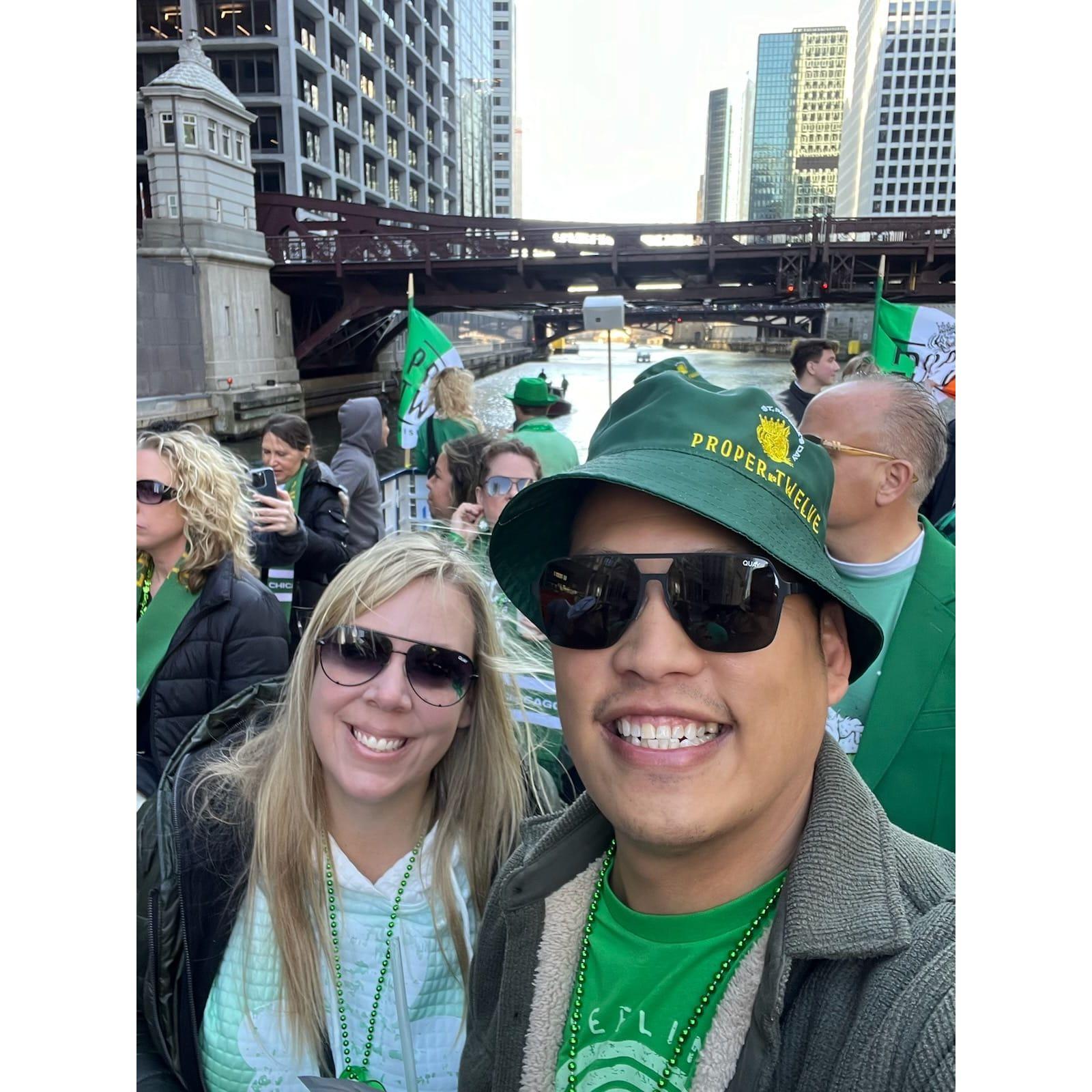 On the Chicago River for St. Patty's Day