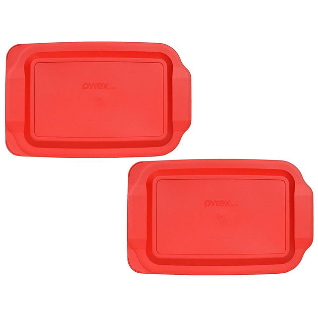 Pyrex 233-PC 3qt Red Food Storage Replacement Lid (2-Pack) - Made in USA