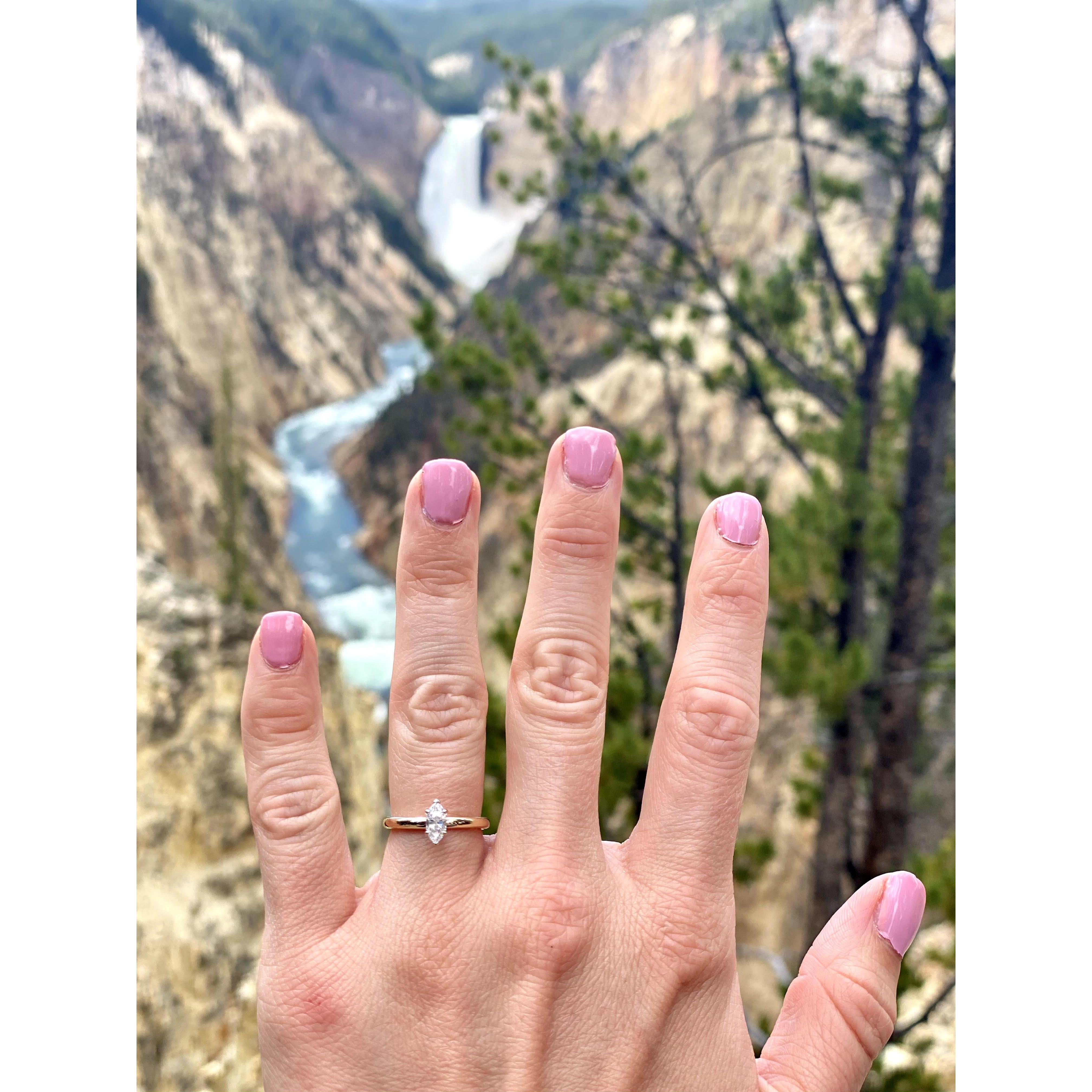 This was a few hours after he proposed. I was so excited to take pretty ring pictures all week and not pictures of us after no camp showers due to covid restrictions.