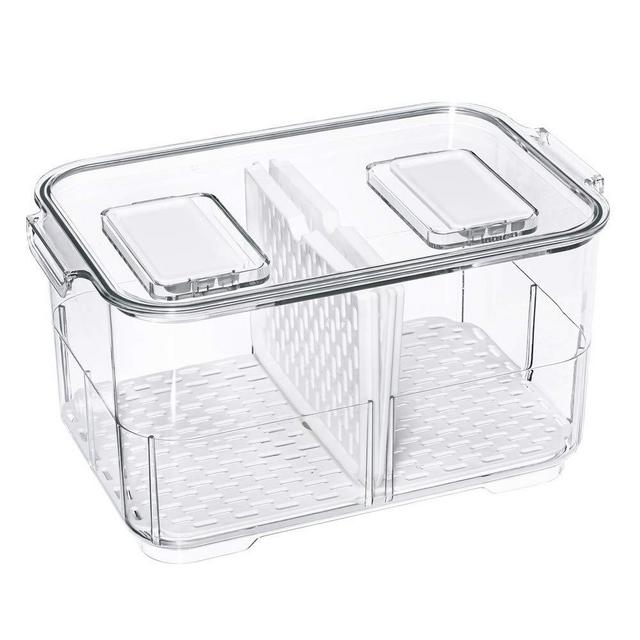 Vegetable Fruit Storage Containers, Refrigerator Storage Containers Fresh Produce Saver with Lids and Vents,Stackable Salad Lettuce Keeper for Refrigerator,BPA-free Stay Fresh Containers Bin