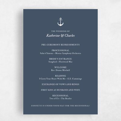 Blue Simple Wedding Program - Providence