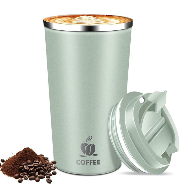 Hwawhin 17oz Insulated Travel Coffee Mug with Flip Lid – Leakproof Stainless Steel Insulated Coffee Tumblers, Reusable Coffee Cup for Hot & Cold Drinks, Perfect for Camping & On-the-Go