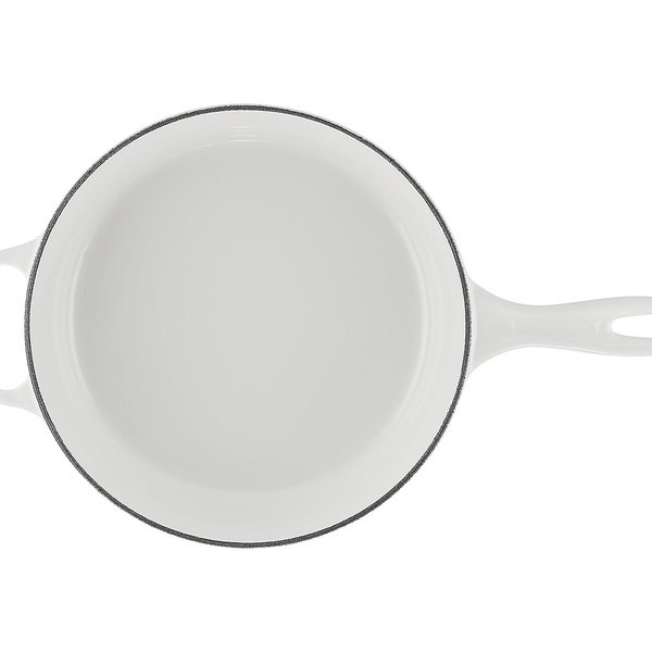White Le Creuset Signature 10.25#double; Enameled Cast Iron Handle Skillet