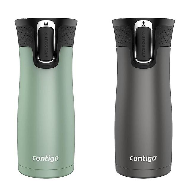 Contigo West Loop Stainless Steel Vacuum-Insulated Travel Mug with Spill-Proof Lid, Keeps Drinks Hot up to 5 Hours and Cold up to 12 Hours, 16oz 2-Pack, Agave Metallic & Sake Metallic