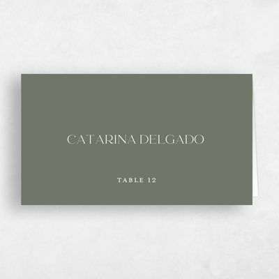 Green Typography Wedding Place Card - Hilltone