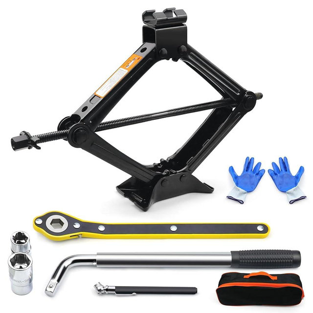 2 Ton Car Jack Kit, Tire Jack Tool Kit, Universal Car Emergency Kit with Lug Wrench, Heavy Duty Material Scissor Jack for Car SUV and Auto(4400 lbs)