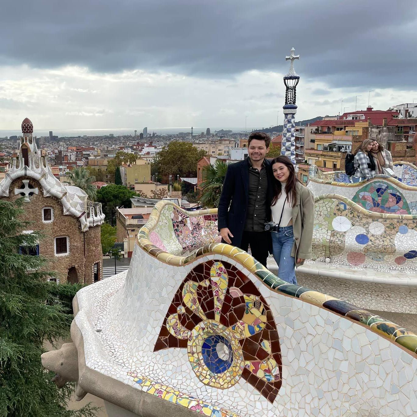 just before a popped the question
barcelona, spain