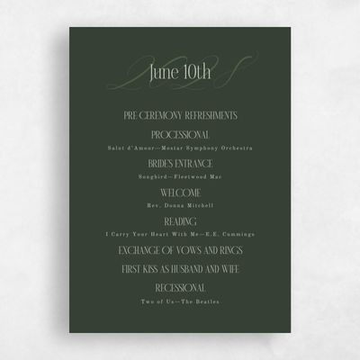 Deep Forest, Green Wedding Program - Palenque