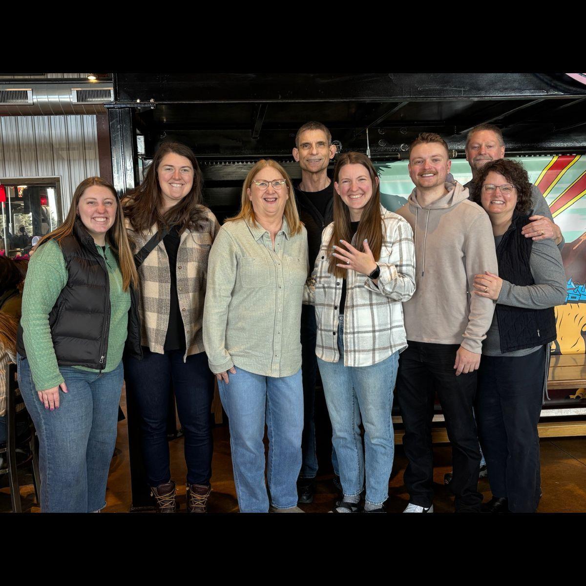The crew waiting for us at the brewery after the proposal!!!! Wow the best surprise.