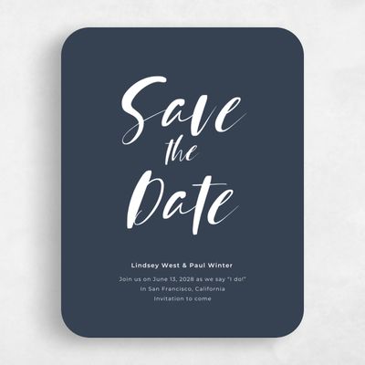 Blue Rounded Wedding Save the Date - Lyons Type