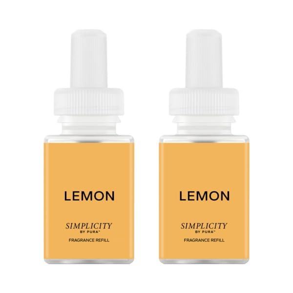 Pura and Simplicity - Smart Home Air Diffuser Fragrance - Home Scent Refill - up to 120-Hours of Premium Fragrance per Vial - Clean & Safe Diffuser Fragrance - Lemon - 2 Pack