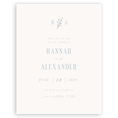 Dusty Blue Wedding Digital Save the Date - Nydia Portrait