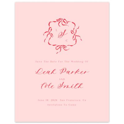 Light Pink Wedding Digital Save the Date - Quinn Portrait