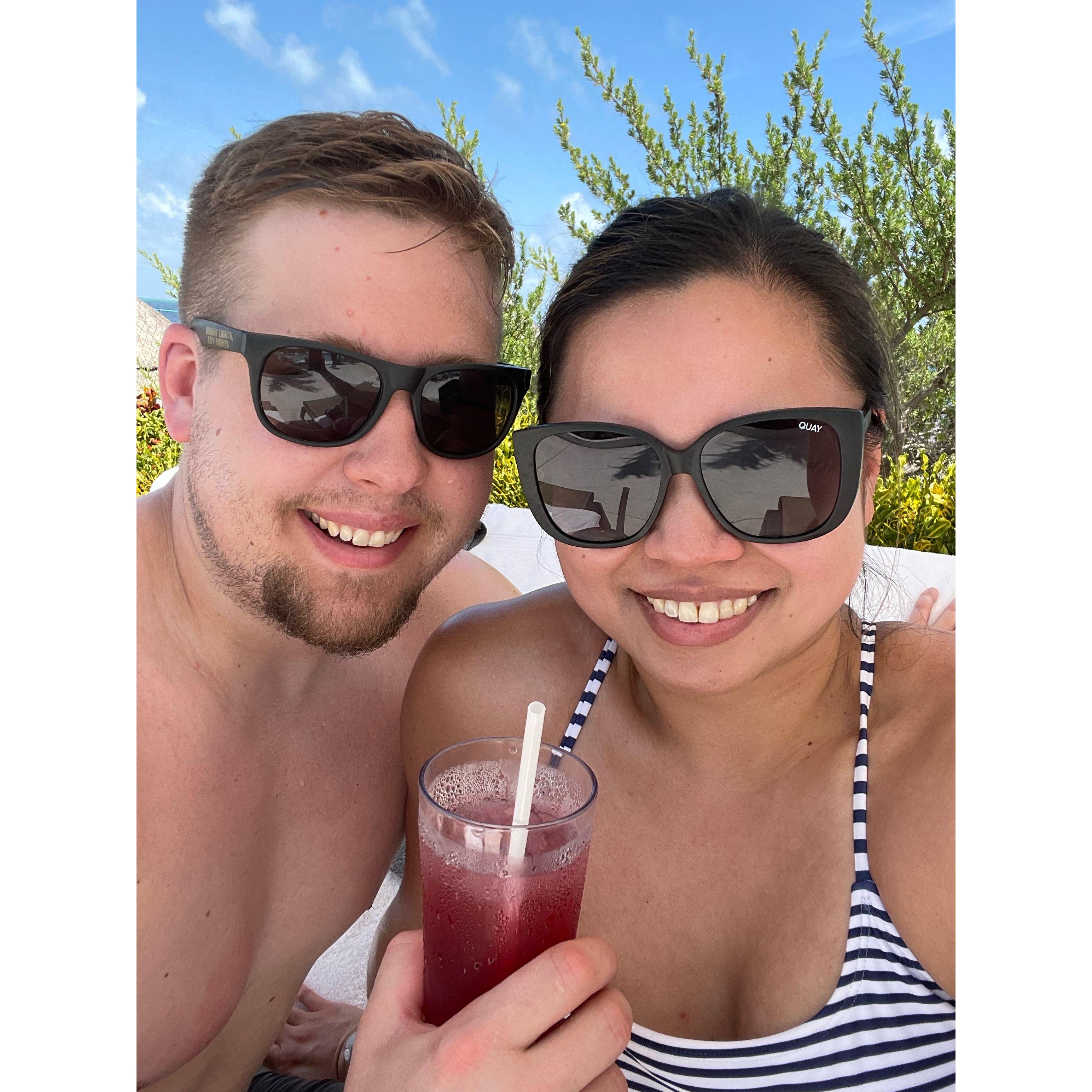 Our first trip to Cancun together. Cory wanted to "tan" so bad, but he got severely burnt instead.