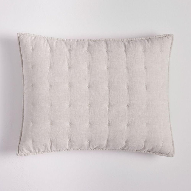 European Linen Lofty Standard Sham, Natural Flax
