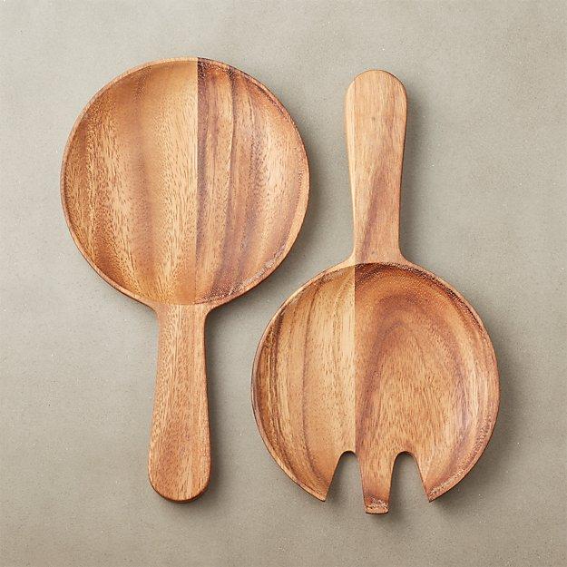 2-Piece Spin Wood Salad Server Set