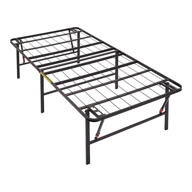 Amazon Basics Foldable, 18" Black Metal Platform Bed Frame with Tool-Free Assembly, No Box Spring Needed - Twin