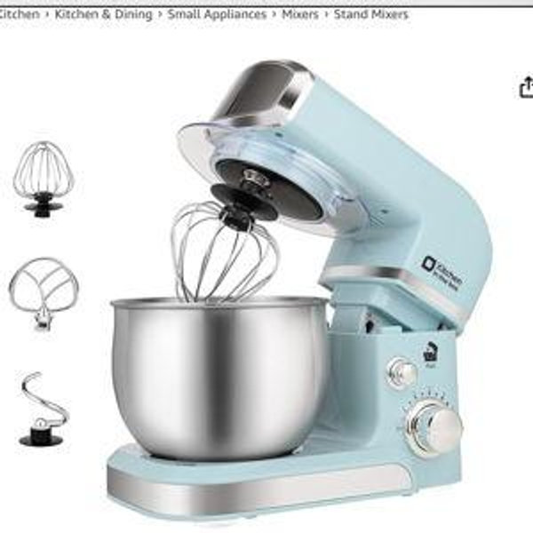 Kitchen in the box Stand Mixer,3.2Qt Small Electric Food Mixer,6 Speeds Portable Lightweight Kitchen Mixer for Daily Use with Egg Whisk,Dough Hook,Flat Beater (Blue)