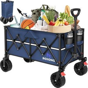 Collapsible Wagon Cart with Wheels Foldable - Navy Blue