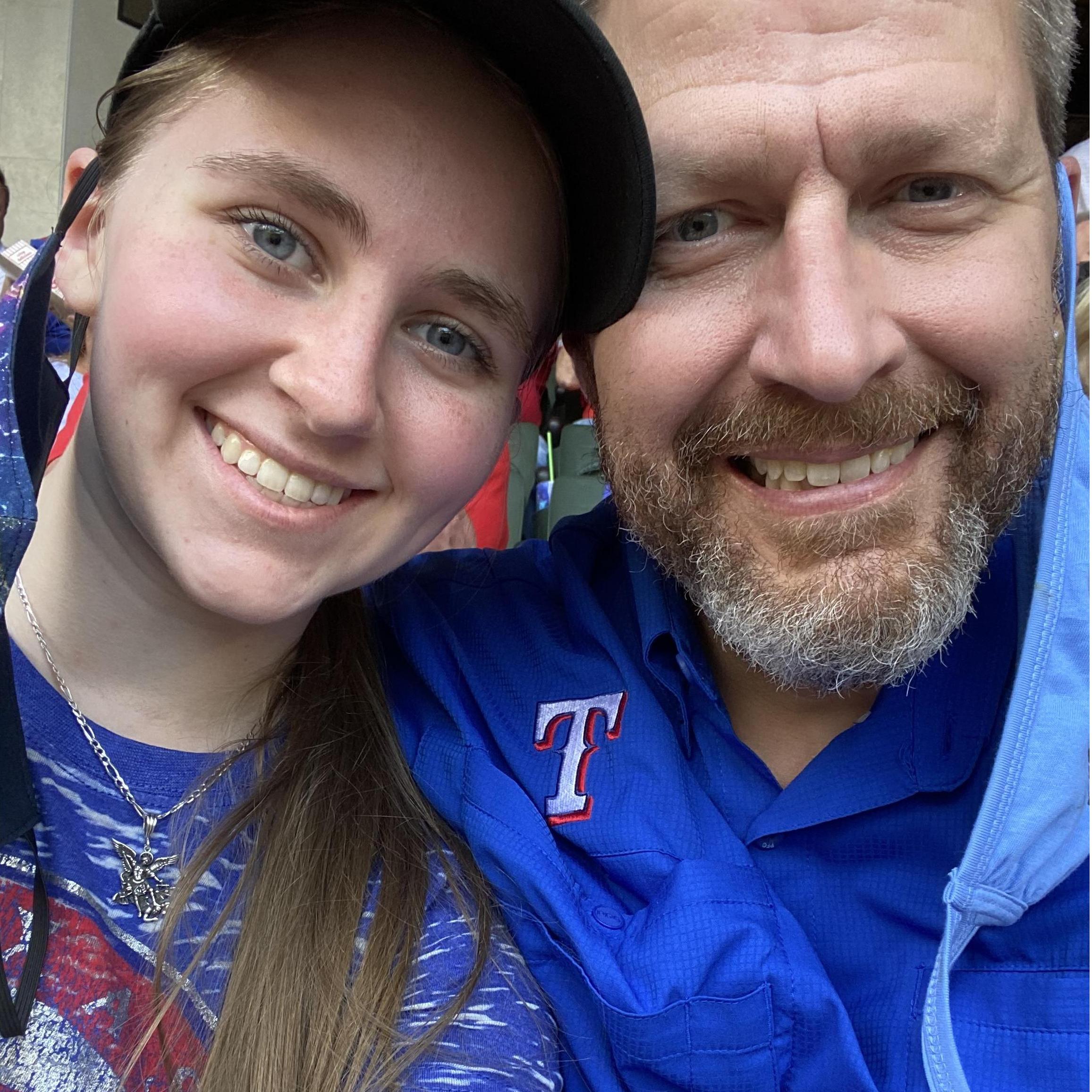 At a Texas Rangers game with the Bluest Eyes in Texas.