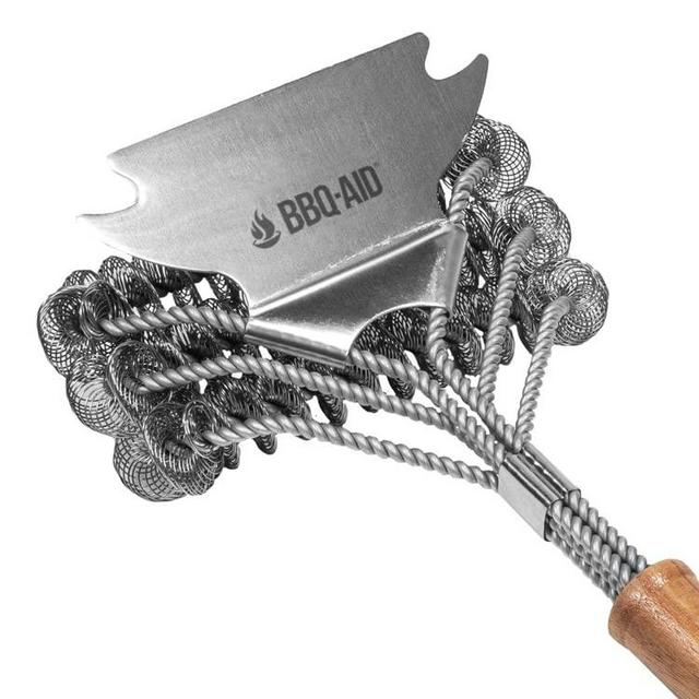 BBQ-AID Grill Brush for Outdoor Grill Bristle Free - 18" BBQ Brush for Grill Cleaning Kit - Safe BBQ Grill Cleaner Brush and Scraper - Stainless Grill Cleaning Brush for Any Grill, Grill Accessories