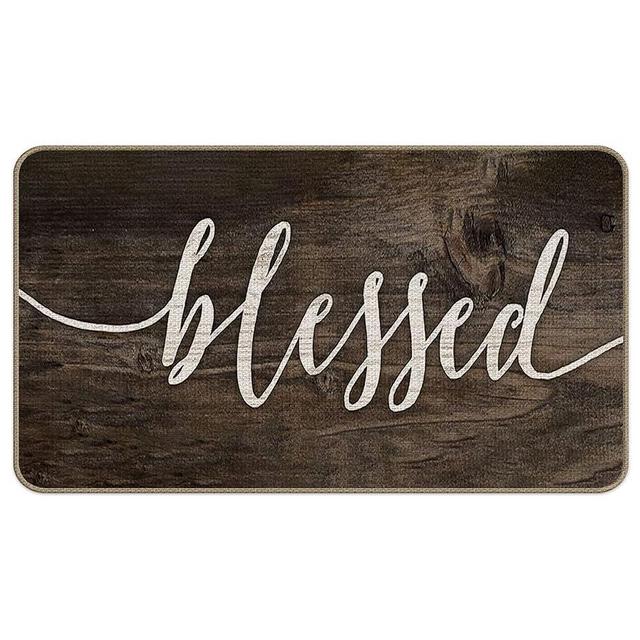 XAPEK Blessed Door Mat Farmhouse Decorative Indoor Outdoor Doormat, Housewarming Gifts Family Room Front Door Mat 17 x 30 Inch for Home Room Entrance, Non Slip Rubber Backing Front Porch Mat