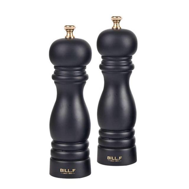 BILL.F Pepper Mill and Salt Mill Grinder, 7 Inch Wooden Salt and Pepper Shakers Set of 2 With Adjustable Ceramic Rotor and Easily Refillable