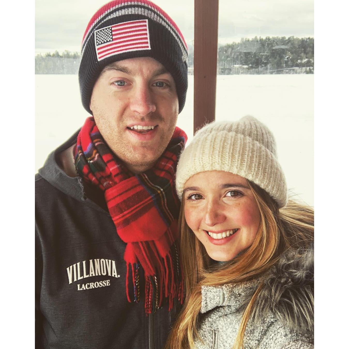 Walking around frozen Mirror Lake in Lake Placid, NY - February 2019