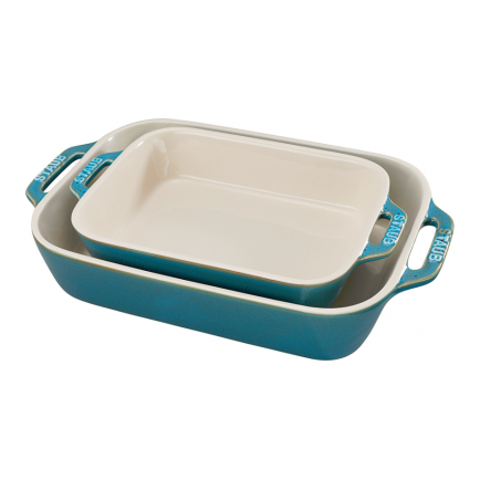 Staun Rustic 2pc Rectangular Baking Dish Set -Rustic Turqouise