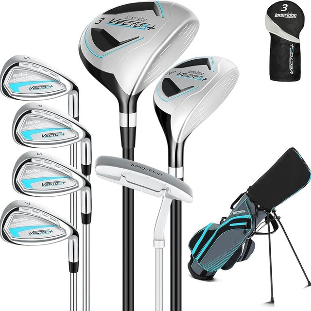 8 Pieces Complete Golf Club Set – Full Set with Bag, Fairway Wood, Hybrid, Irons, Putter – Lightweight, Beginner Friendly, Premium Quality, Distance & Accuracy, Easy to Use for Men & Women