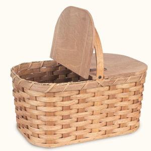 Medium Wicker Picnic Basket | Trim Color: Plain | Optional Liner - Cream