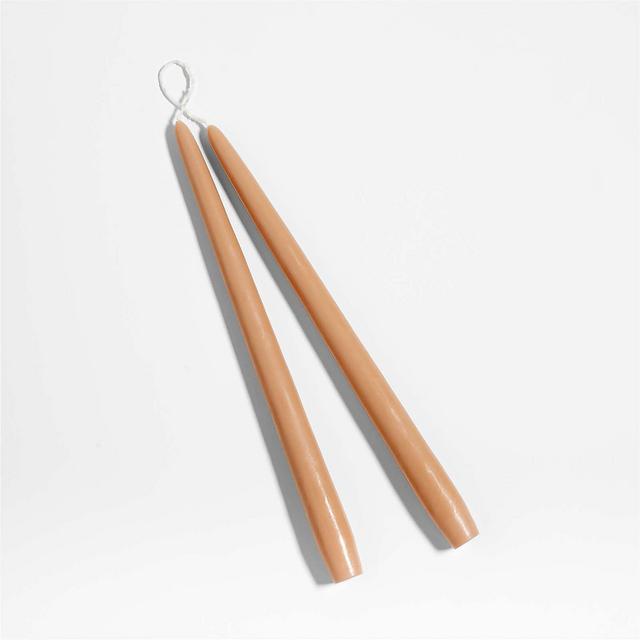 Dipped Latte Brown Taper Candles, Set of 2