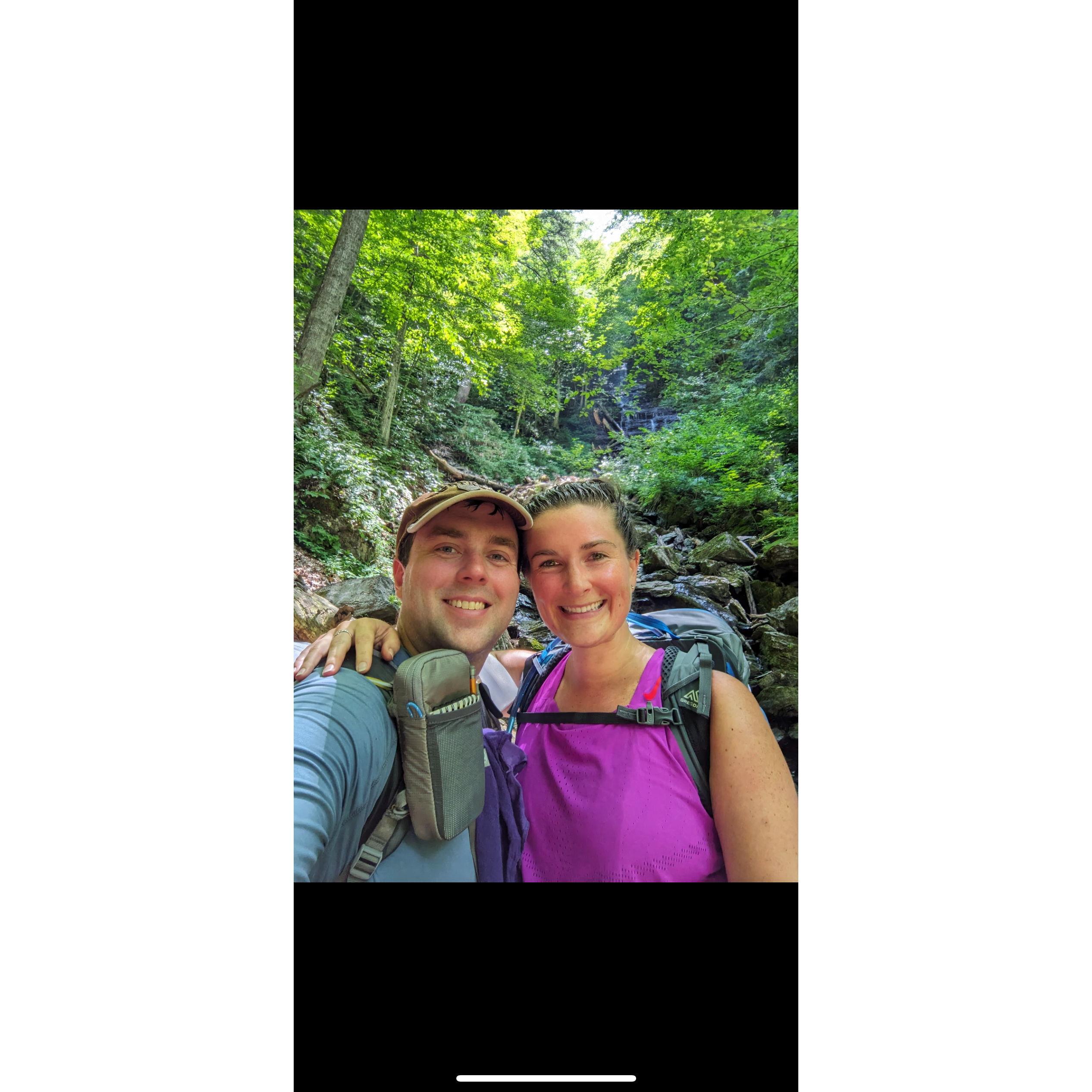 Molly's first backpacking trip!  We summited the tallest peak in Massachusetts before camping next to a waterfall.